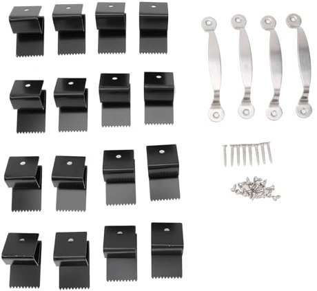 16PCS Hurricane Window Clips, Premium Stainless Steel Reusable Hurricane Board Up Clips Shutter Hardware for 1/2 Inch Thick Plywood Window Guard Home Safety (Black)