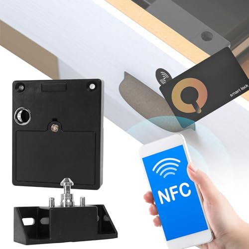 Swokely Smart Cabinet Lock App Unlock Universal DIY Keyless Cabinet Lock Electronic Induction Lock for Wooden Chest Drawer Cupboard black