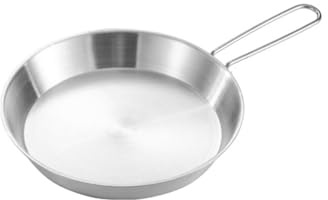 Padella multifunzionale in acciaio inox con manico pieghevole con utensili da cucina per viaggi e campeggio