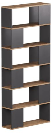 Vicco Raumteiler Eneos, Anthrazit/Goldkraft Eiche, 80 x 186 cm, als freistehendes Regal zur flexiblen Raumaufteilung einsetzbar