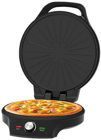 Koolenry Plancha Eléctrica para Pizza, Horno de Pizza Antiadherente de Encimera con Temporizador de 30 Minutos y Apagado Automático, para Hamburguesas, Crepes, Enchufe de la UE