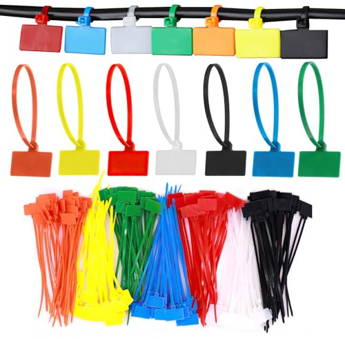 Cable Zip Tie with Tag 100 Pcs Wire Zip Ties with Label Self-Locking | Plastic Nylon Cable Ties Cables Labels Tags Write On Plastic Tie, Home Office Wire Marking and Organizing