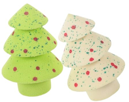 BESTYASH Esponja de Belleza Facial Aplicador de Base de Maquillaje Forma de Árbol de Navidad Esponja para Polvos y Líquidos para Maquillaje Festivo