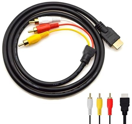DUOBAGMA HDMI to RCA Cable, 5ft/1.5m HDMI Male to 3RCA Scart Audio Video AV Cable Composite Male M/M Connector Adapter Cable Cord Transmitter for TV HDTV DVD