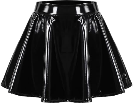 EYNMVR Minirock Sexy Kurz Damen Bleistiftrock Bodycon Eng Lack Leder Partyrock Stretch Glänzend Röckchen Party Rave Clubwear