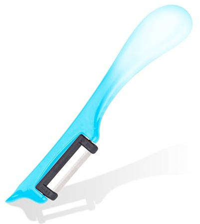 RÖR® Sparschäler Obst-/Gemüseschäler Kunststoffgriff 'Marmol' Blau - Extra scharf, ergonomischer - Für Obst & Gemüse - Haushalt & Profi - Sparschäler Spargelschäler Solingen Qualität - Made in Germany