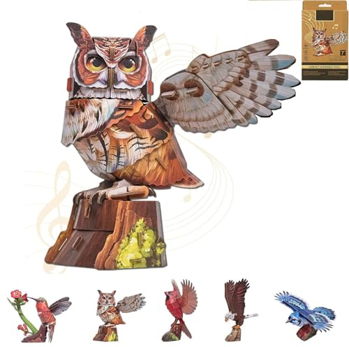 Bird Assembly Kit, DIY 3D Birds Model Puzzle Kit with Sound, No-Glue Puzzle Construction, Unique Paper Model Kits for Adult Teens Hobbyists, Desk Display Décor, Craft Gift for Bird Lovers (#D)