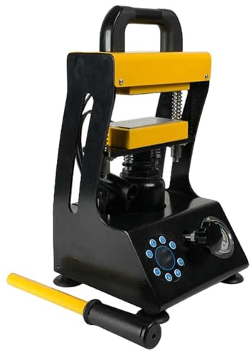 Pressa idraulica manuale da 10T, pressa a caldo con doppie piastre riscaldanti da 900W con manometro, controllo della temperatura 0-200℃, timer 0-999s, area di trasferimento 6 x 12 cm