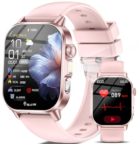 Marsyu Smartwatch Damen, SOS-Notruf Fitnessuhr für iOS Android