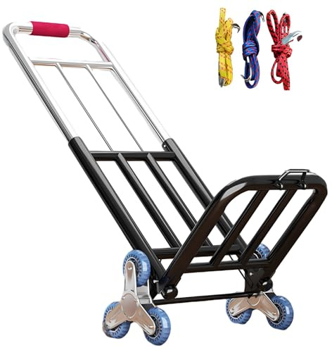 Carrello multifunzionale per salire le scale, capacità 150 kg, freno integrato, ruote antiscivolo, perfetto per casa, magazzino e uso esterno (cristallo/25 mm)