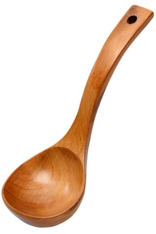 SHINYPASING Cuchara Sopera de Madera Japonesa de Mango Largo, Cucharón Grande para Restaurante y Cocina, Utensilio de Mesa Resistente y Apto para Uso Doméstico y Profesional