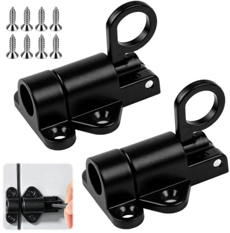 Lot de 2 Verrous Automatiques à Ressort, Loquet Coulissant pour Porte, Serrure à Boulon pour Portail Jardin Fenêtre Armoire Cage Animaux, Avec Vis
