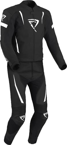 Difi Jerez Tuta in pelle da moto a due pezzi traforata, nero/bianco, 54