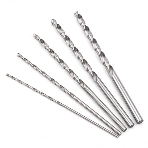 5-Piece Extra Long Drill Bits, 150mm HSS Twist Drill Bit Set for Wood Metal Plastic and Aluminum - Straight Shank High Hardness Spiral Drill Bits in 2/3/3.5/4/5mm Diameters