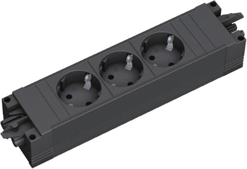 BACHMANN Steckdosenleiste Step Base 3-Fach GST18 Schwarz 906.18818 (modulares Stecksystem mit vielseitiger Anwendung)