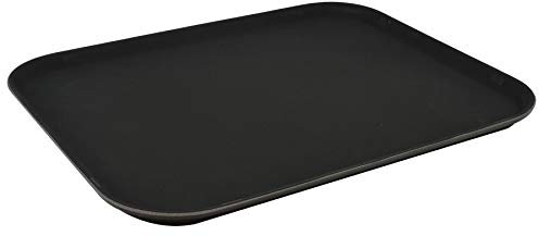 Argon Tableware Black Rectangular Serving Tray 45.5 x 35.5cm - Reusable Non Slip Rubberized Surface Platter for Food and Drinks - Heat Resistant Stackable Tray for Bars, Restaurants and Home Use