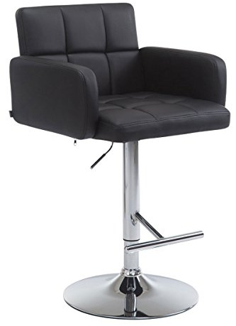 CLP Barhocker Los Angeles Kunstleder | Höhenverstellbarer Barstuhl Mit Drehbarem Sitz | Bistrohocker Mit Metallgestell | Farbe schwarz Gestell Farbe Chrom