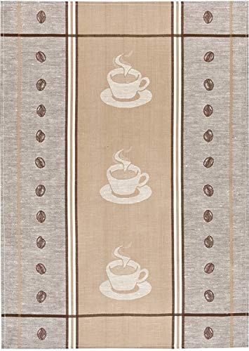 KRACHT, Jacquard Geschirrtuch, Halbleinen, Espresso, beige, Format 50x70cm