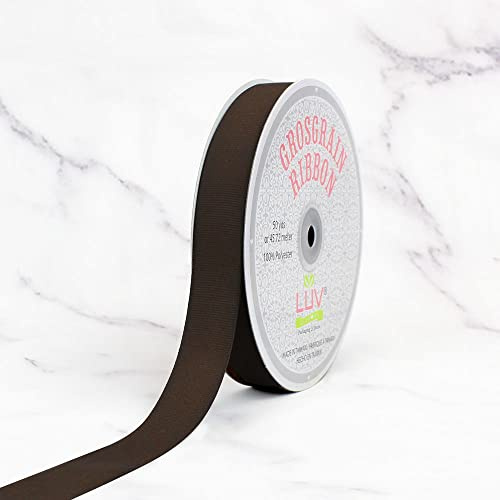 Creative Ideas 7/8-Inch Solid Grosgrain Ribbon, 50-Yard, Brown