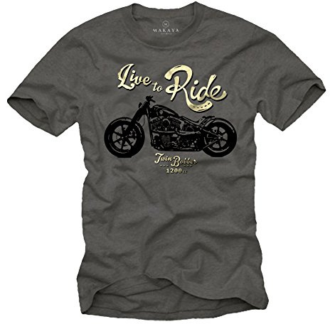 MAKAYA Ropa Moto Hombre - Camiseta con Mensaje Life TO Ride