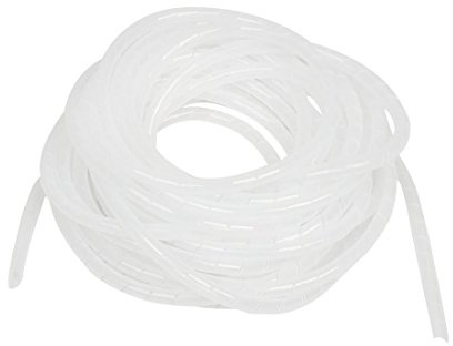 Copapa 15M 49Ft PE Clear White Polyethylene Spiral Wrap Cable Sleeve, White, 10mm/0.39'' Dia, 15M/49Ft Length