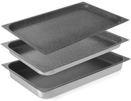 HENDI Gastronormbehälter, mit antihaftbeschichtet, geeignet zur Verwendung in Öfen, Backblech, Einschubblech, GN 1/1, 530x325x(H)40mm, Aluminium