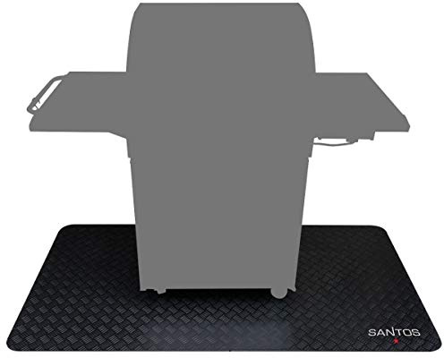 SANTOS Grillmatte, Grillunterlage für Gasgrill, Kugel- Kohlegrill oder Elektrogrill - 120x100cm - Schwarz - pflegeleichter Bodenschutz