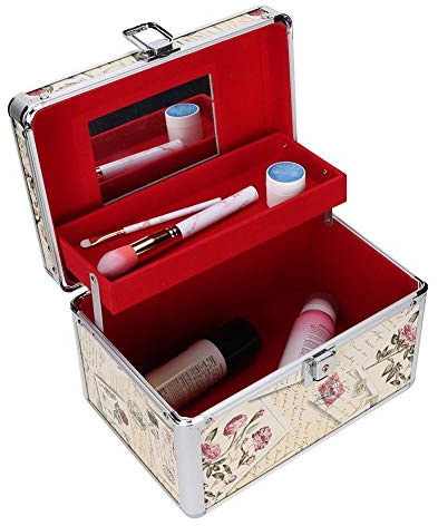 Tragbare professionelle Kosmetiktasche aus Aluminium, Make-up-Aufbewahrungsbox vergrößertes Format für Wimpernverlängerung und Microblading, Schminkwerkzeuge, 26,5 x 18,4 x 18,2 cm, bunt