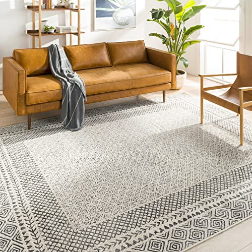 Livabliss Monaco Wohnzimmer Boho, großer Schlafzimmer 160x220 cm - für Esszimmer mit geometrischem Muster, Skandinavischer Wohnzimmer modern in Beige, Holzkohle Grau