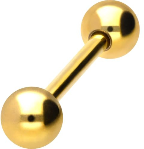 PIERCINGLINE Titan Barbell | 2 KUGELN | Piercing Stab Zunge Brust Intim Ohr | Größen & Farbauswahl