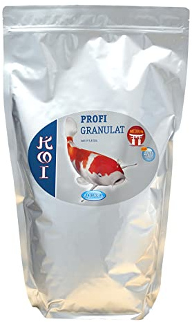 AQUARIS Koi Profigranulat Medium para Peces Son flotantes y no enturbian el Agua del Estanque y contienen Muchos nutrientes con Elementos útiles 1960 g / 5,6 L