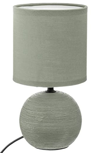 Atmosphera - Lampe boule Timéo - grès - vert kaki H25 cm