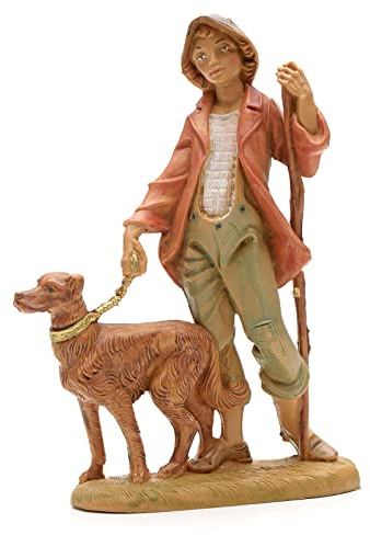 Holyart Krippen von Fontanini: Krippenfigur Schafshirte mit Hund Fontanini 12 cm