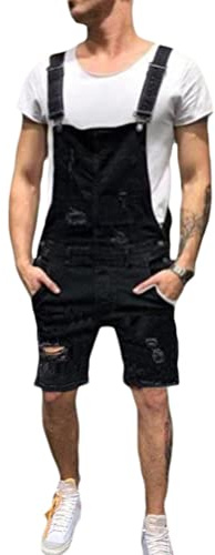 Onsoyours Salopette Jeans Homme Grande Taille Skinny Vintage De Travail Salopette De Travail Pas Cher Pantalon en Denim Jeans à Bretelles Jumpsuit Streetwear Q Noir L