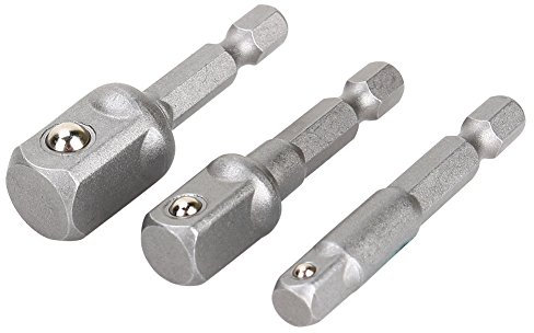 3Pcs Socket Adapter Set, Impact Driver Socket Adapter, 1/4 3/8 1/2 Hex Shank Drive Power Drill Into Nut Driver Impact Wrench for Cordless Drill & Screwdriver, Power Drill & Driver