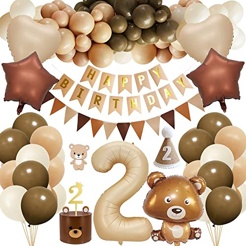 2. Geburtstag Deko für Jungen und Mädchen mit Luftballon, Cake Topper und Hut