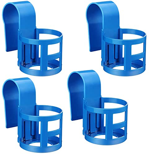 Newthinking Hanging Pool Cup Holder, Hanging Poolside Drink Holder, Pool Drinks Holder Clip On for Bestway Intex Above Ground Swimming Pool, Fits 2 Inch Top Bar (4, Blue)