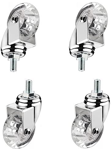 FREAZE M8/M10 Lenkrollen Mit Gewinde 15mm, Transparent Polyurethan Räder Kein Geräusch, Leise Möbelrollen Mit Bremse Für Couchtisch-Blumenständer 4er-Set (Color : 4swivel, Size : 1.5-M10)