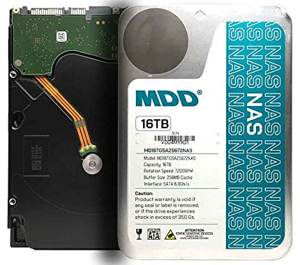 MDD (MD16TSATA25672NAS) 16TB 7200RPM 256MB Cache SATA 6.0Gb/s 3.5-inch NAS Hard Drive - 5 Years Warranty (Renewed)