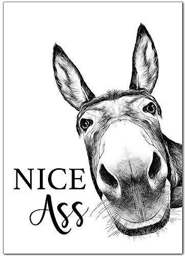 artpin® Poster Badezimmer Deko Bilder Bad schwarz-weiß Spruch | WC Deko DIN A4 Wandbilder Esel B11