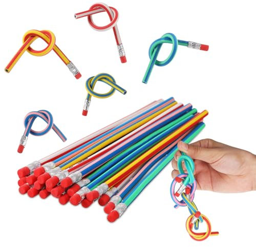 36 Stück Biegbare Bleistifte für Kinder, Zauberstift Biegebleistift Kinder, Biegebleistifte mit Radiergummi Set, Biegbare Bleistifte mit Radiergummi, Zauberstift für Kinder, Party Weihnachten Geschenk
