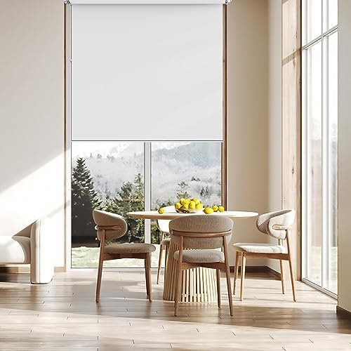 Rollos Für Fenster Ohne Bohren 50 x 90 cm, Blickdicht Sichtschutz Sonnenschutz, Sonnenschutz Fenster, inklusive Montagematerial, für Fenster & Tür, Weiß