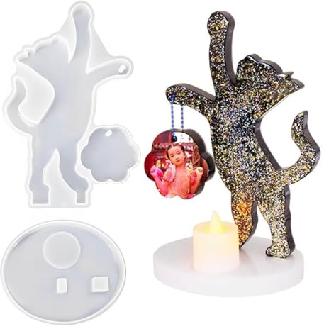 Finyoffiy Fotorahmenform Katzenrahmen Silikonformen Tier Epoxidharz Frame Mould Resin Mold DIY Basteln Haus Dekoration Resin Silikonform Ornamente (Cat)