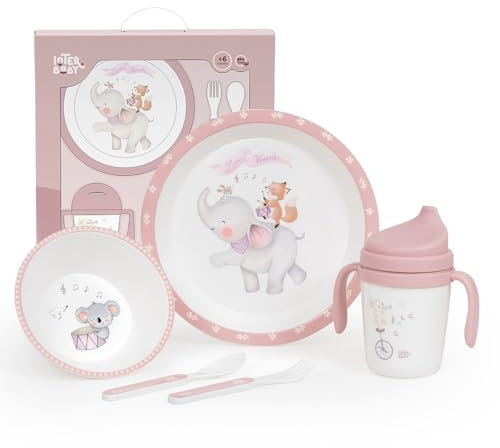Coffret Repas Complet pour Bébé et Enfant · Music en rose · 5 Pièces