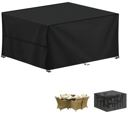 LAMUNI Funda Muebles Exterior Funda Mesa Jardin Impermeable, 420D Tela Oxford Funda Protectora Muebles Jardin, Anti-UV Cubierta de Muebles, Funda para Mesa de Jardin, Rectangular, 140x90x75cm