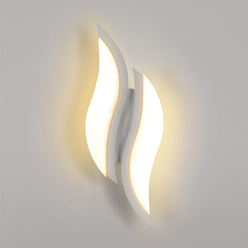 Dorlink Bedroom LED Wall Lights - 12W, White Leaf Shaped, Warm White Indoor Wall Sconce for Hallway, Staircase, Corridor, Porch