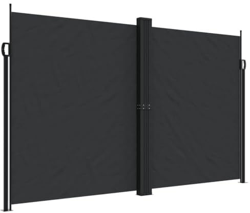 vidaXL Seitenmarkise Ausziehbar Schwarz 200x1000 cm