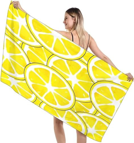 okoikfc 3D Strandtuch 100x200 cm Zitrone Badetuch Groß Zitrone Microfaser Handtücher Weich Schnell Trocknen Strandhandtuch Herren Frauen Badetücher, Strandtücher Strandlaken Handtuch A1125