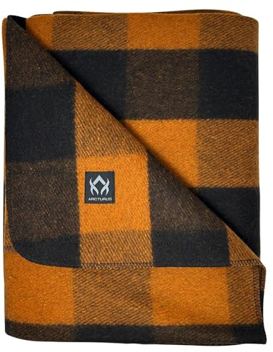 Arcturus Backwoods Couverture en Laine Chaude et Lourde 2 kg Lavable pour Le Camping, l'extérieur, la Survie et Les Kits d'urgence (Buffle Orange)