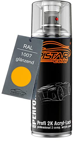 TRISTARcolor RAL 1007 Chr.gelb glänzend 2K-Acryl-Lack Spraydose | Sprühdose 400 ml, schnelltrocknend